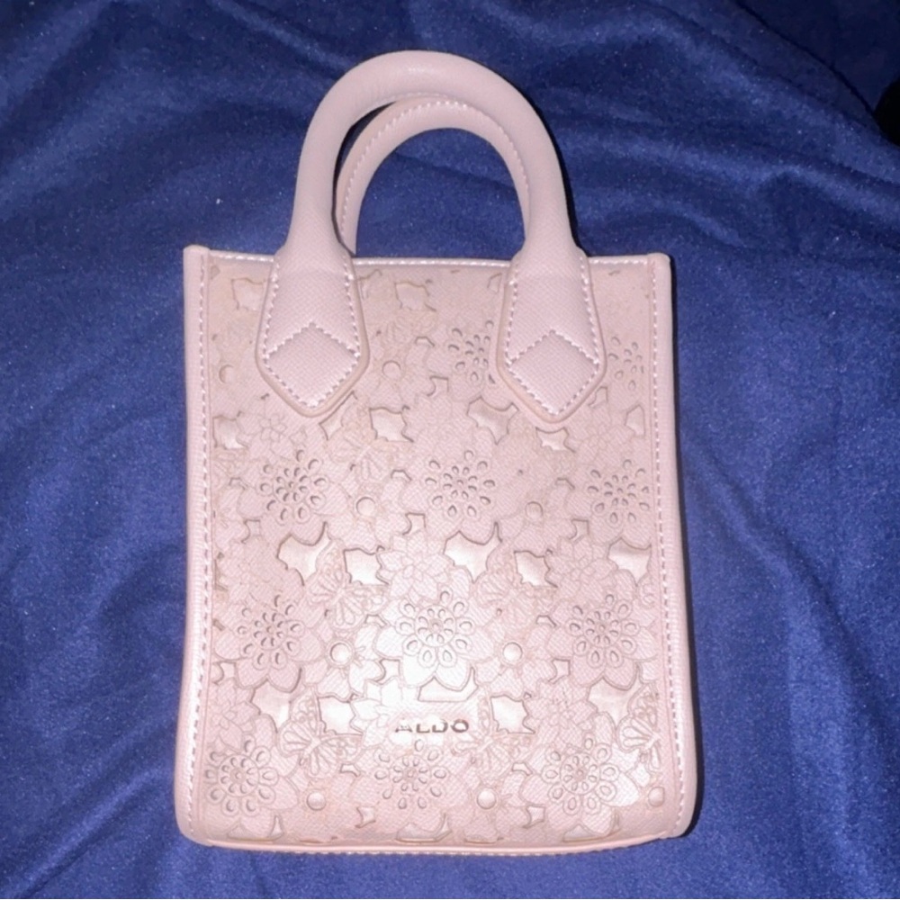 Aldo Blush Pink Floral Laser-Cut Mini Bag